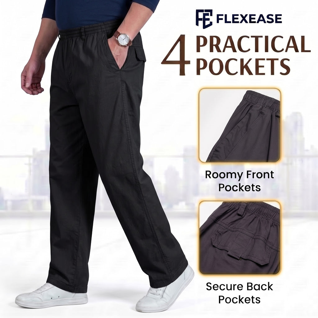 FlexEase – Men’s Elastic‑Waist Straight Leg Multi Pocket Pants