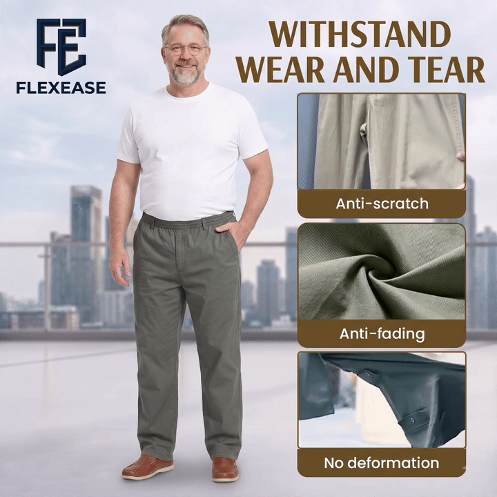 FlexEase – Men’s Elastic‑Waist Straight Leg Multi Pocket Pants
