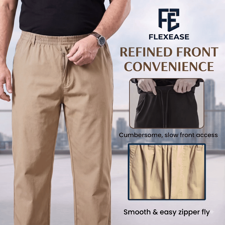 FlexEase – Men’s Elastic‑Waist Straight Leg Multi Pocket Pants
