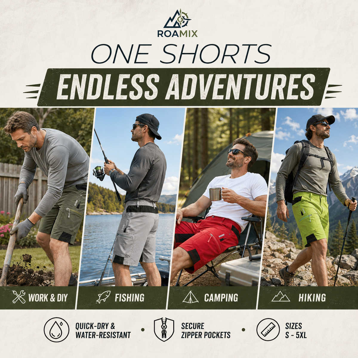 ROAMIX™ Quick-Dry Outdoor Performance Cargo Shorts
