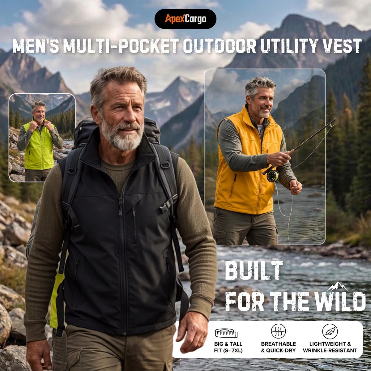 ApexCargo - Men's Multi-Pocket Outdoor Utility Vest