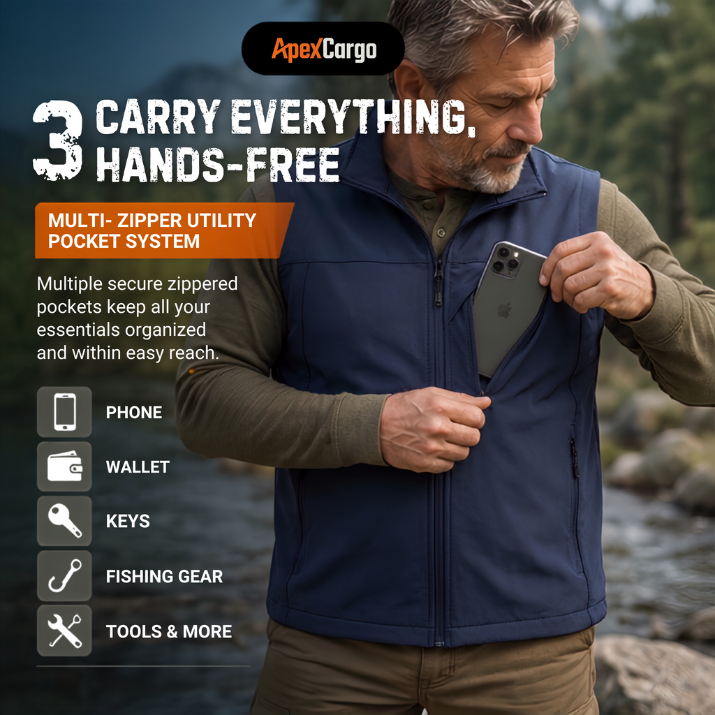 ApexCargo - Men's Multi-Pocket Outdoor Utility Vest