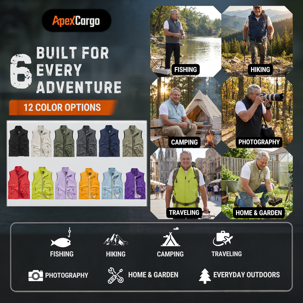 ApexCargo - Men's Multi-Pocket Outdoor Utility Vest